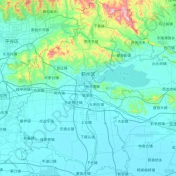 Topografische kaart 蓟州区, hoogte, reliëf