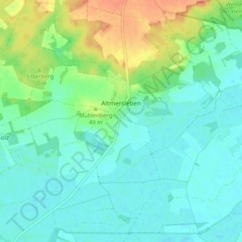 Topografische kaart Altmersleben, hoogte, reliëf