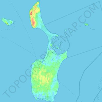 Topografische kaart Samsø, hoogte, reliëf