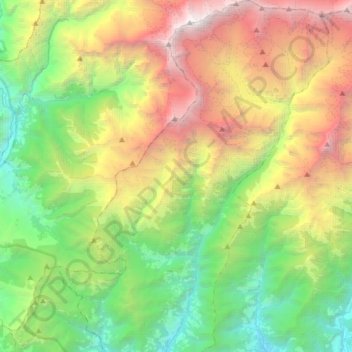 Topografische kaart Ghandruk, hoogte, reliëf