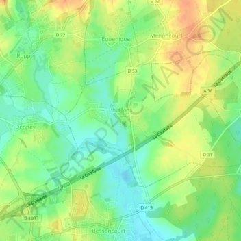 Topografische kaart Pfeffingen, hoogte, reliëf