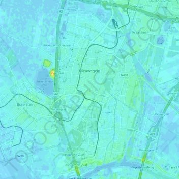 Topografische kaart Nieuwegein, hoogte, reliëf