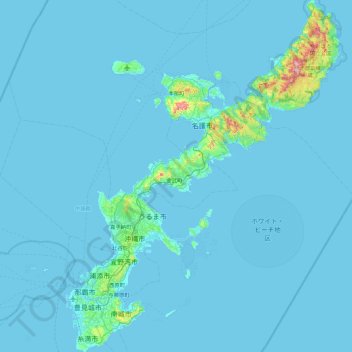 Topografische kaart 沖繩島冲绳本岛, hoogte, reliëf
