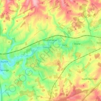 Topografische kaart Overton, hoogte, reliëf