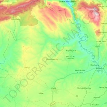 Topografische kaart Khelil, hoogte, reliëf
