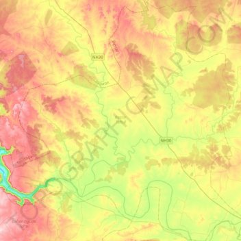 Topografische kaart Bastar Tahsil, hoogte, reliëf
