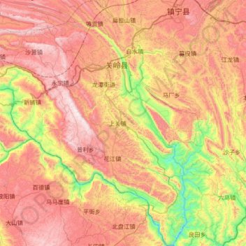 Topografische kaart 关岭布依族苗族自治县, hoogte, reliëf