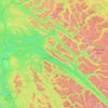 Topografische kaart Area F (Willow River/Upper Fraser), hoogte, reliëf