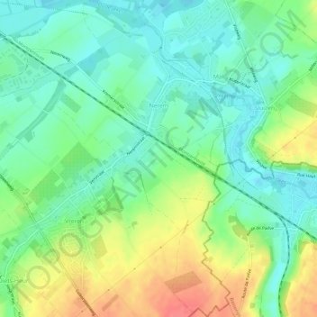 Topografische kaart Nerem, hoogte, reliëf