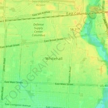 Topografische kaart Whitehall, hoogte, reliëf