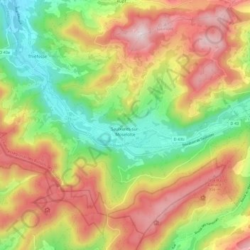 Topografische kaart Saulxures-sur-Moselotte, hoogte, reliëf