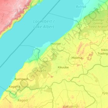 Topografische kaart Hoima, hoogte, reliëf