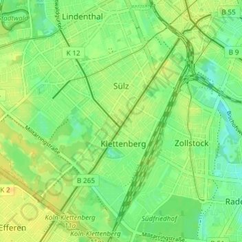 Topografische kaart Sülz, hoogte, reliëf