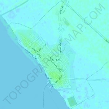Topografische kaart Bandar Rig City, hoogte, reliëf
