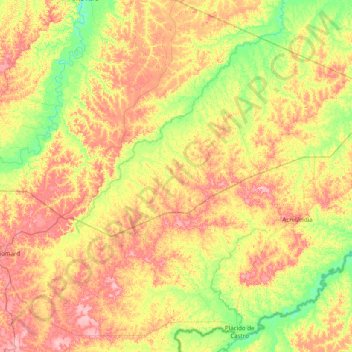 Topografische kaart Senador Guiomard, hoogte, reliëf