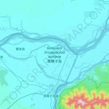 Topografische kaart 黑瞎子岛, hoogte, reliëf