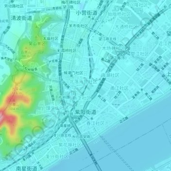 Topografische kaart 紫阳街道, hoogte, reliëf