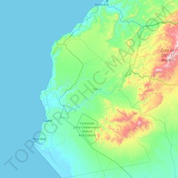 Topografische kaart Talara, hoogte, reliëf