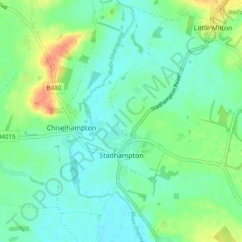 Topografische kaart Stadhampton, hoogte, reliëf