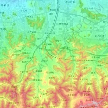 Topografische kaart 港沟街道, hoogte, reliëf