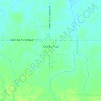 Topografische kaart Cooksville, hoogte, reliëf