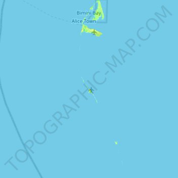 Topografische kaart Bimini, hoogte, reliëf