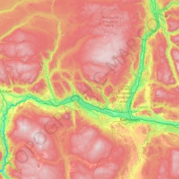 Topografische kaart Area J (Copper Desert Country), hoogte, reliëf