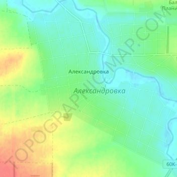 Topografische kaart Александровка, hoogte, reliëf