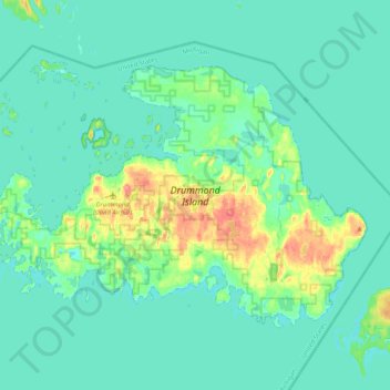 Topografische kaart Drummond Island, hoogte, reliëf