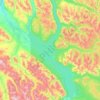 Topografische kaart Kluane Lake, hoogte, reliëf