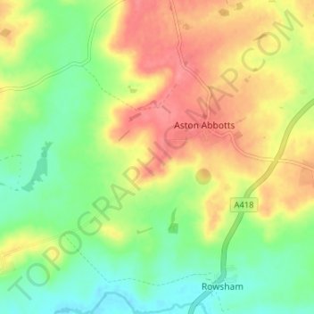 Topografische kaart Aston Abbotts, hoogte, reliëf