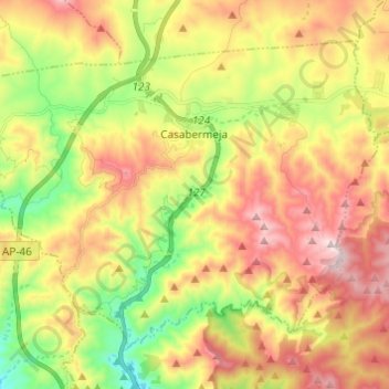 Topografische kaart Casabermeja, hoogte, reliëf