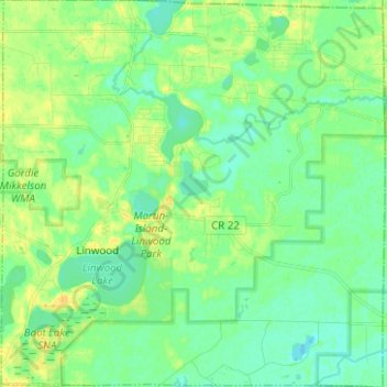 Topografische kaart Linwood Township, hoogte, reliëf
