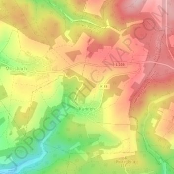 Topografische kaart Kundert, hoogte, reliëf