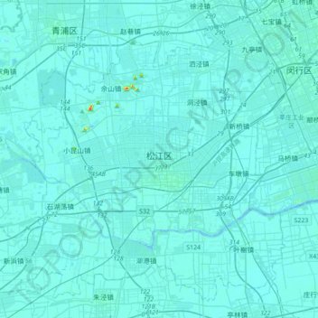 Topografische kaart 松江区, hoogte, reliëf