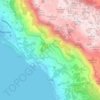 Topografische kaart Općina Tučepi, hoogte, reliëf