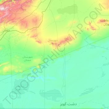 Topografische kaart دهستان قهاب رستاق, hoogte, reliëf