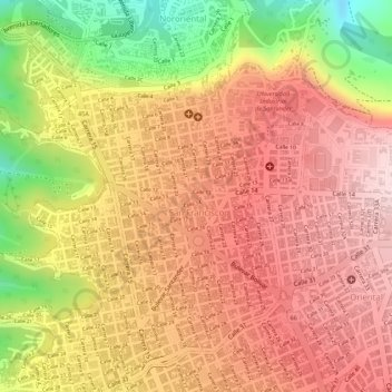 Topografische kaart Comuna 3 - San Francisco, hoogte, reliëf