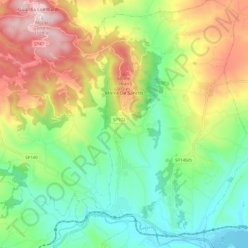 Topografische kaart Morra De Sanctis, hoogte, reliëf
