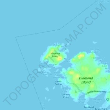 Topografische kaart Northern Island, hoogte, reliëf