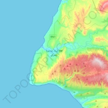 Topografische kaart Tamri, hoogte, reliëf
