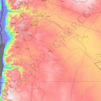 Topografische kaart عمان, hoogte, reliëf