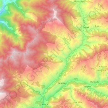Topografische kaart Hima, hoogte, reliëf