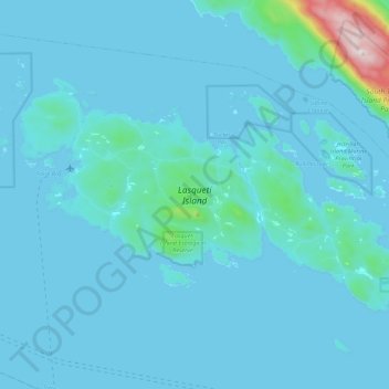 Topografische kaart Lasqueti Island, hoogte, reliëf