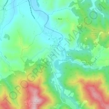 Topografische kaart Carrosio, hoogte, reliëf