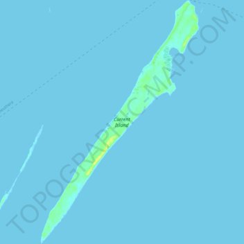 Topografische kaart Current Island, hoogte, reliëf