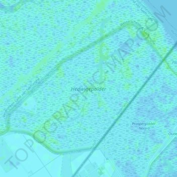 Topografische kaart Hedwigepolder, hoogte, reliëf
