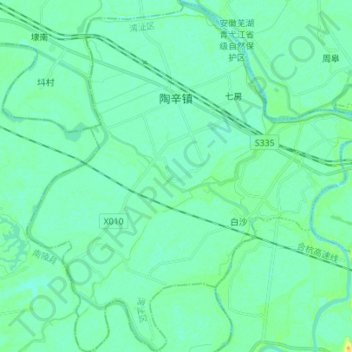 Topografische kaart 陶辛镇, hoogte, reliëf
