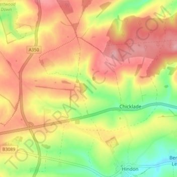 Topografische kaart Chicklade, hoogte, reliëf