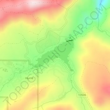 Topografische kaart Hume, hoogte, reliëf